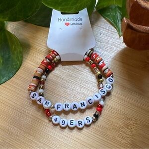 San Francisco 49ers‎ Football Fan Bracelet Set - Flexible Fit - Sports Jewelry